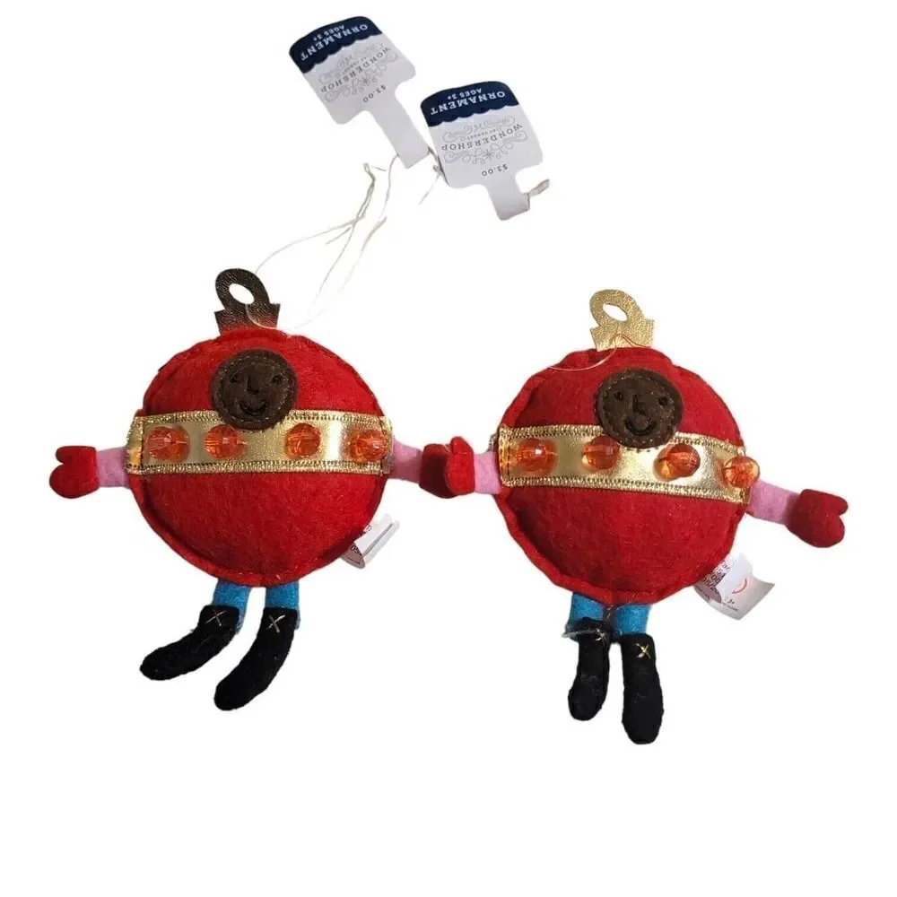 Target wondershop black child red bulb round Felt Christmas ornament